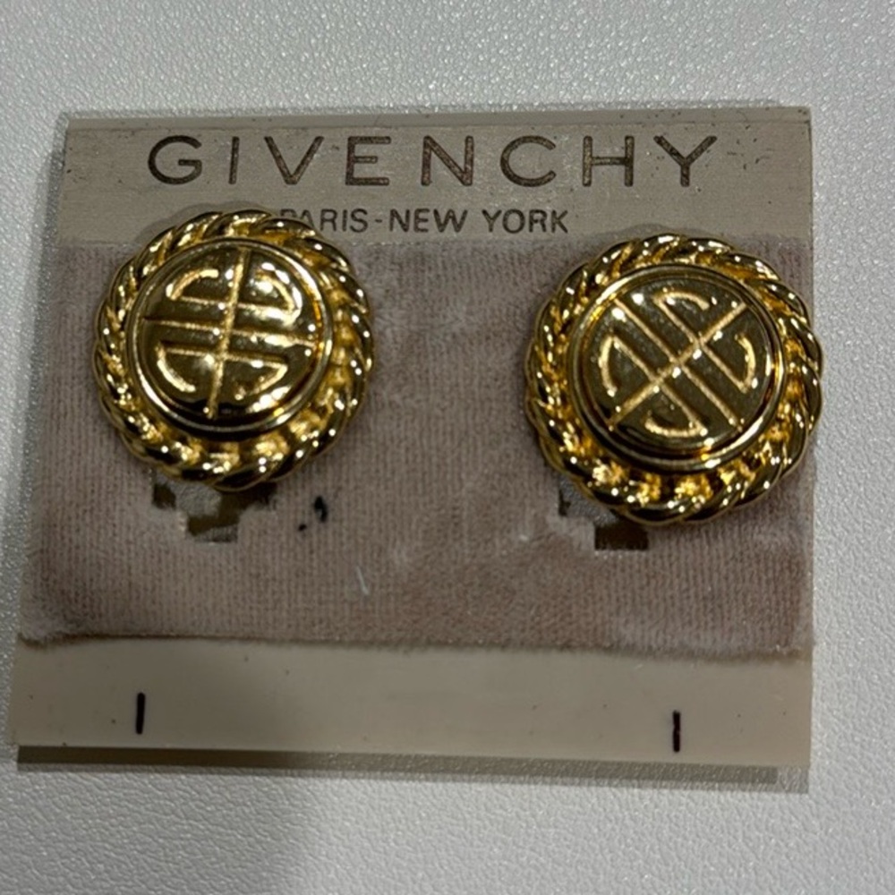 New vintage Givenchy Gold Button Earrings